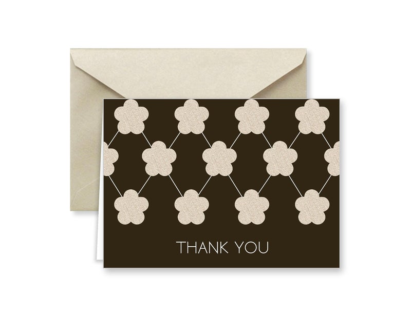 Paper Frenzy Black and Tan Designer Thank You Note Cards and Envelopes - 25 pack - Image 5